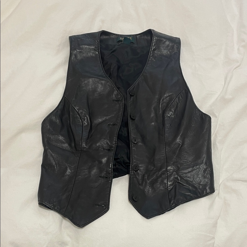 Vintage Black Leather Vest